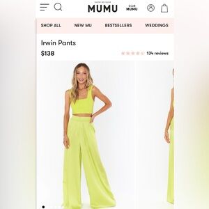 Show Me Your Mumu Citrine Satin Pant - Medium